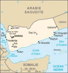 Carte géographique du Yémen.