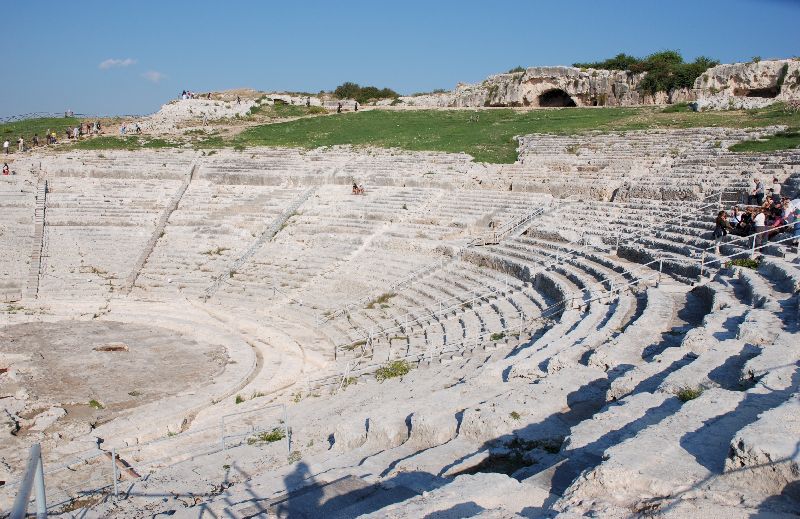Théâtre romain du parc archéologique de Neapoli, Syracuse, Italie.