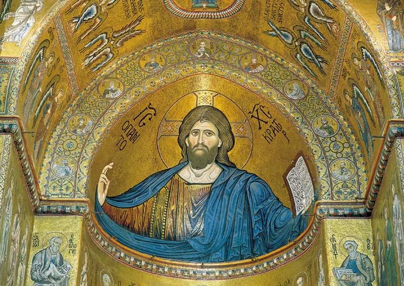 Mosaïque du Christ pantocrator, Cathédrale de Monreale, Italie.