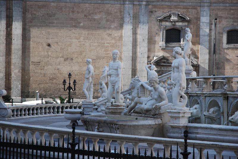 Fontana Pretoria, Palerme, Sicile, Italie.