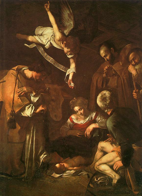 Naissance de Jésus selon le Caravage, Oratorio di San Lorenzo, Palerme, Sicile, Italie.