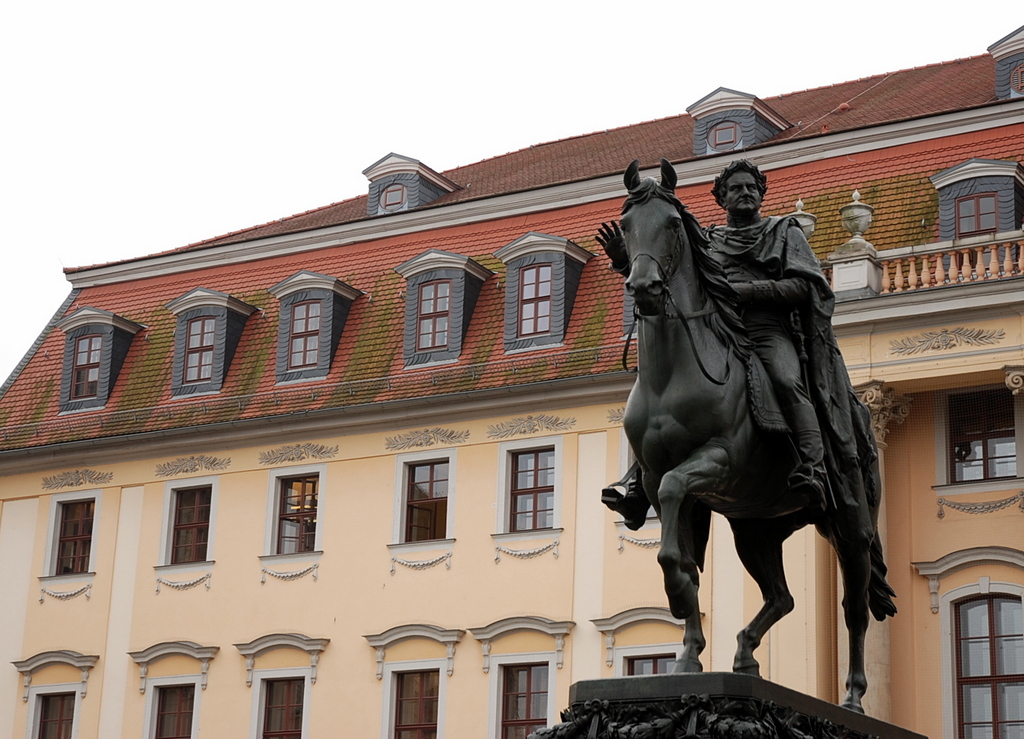 Statue équestre de Charles Auguste, Weimar, Thuringe, Allemagne