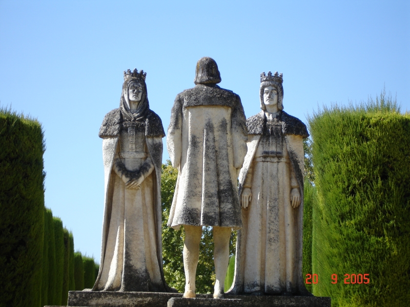 Cordoue - Statue de Christophe Colomb dans les jardins de l'Alcazar des Rois Catholiques.