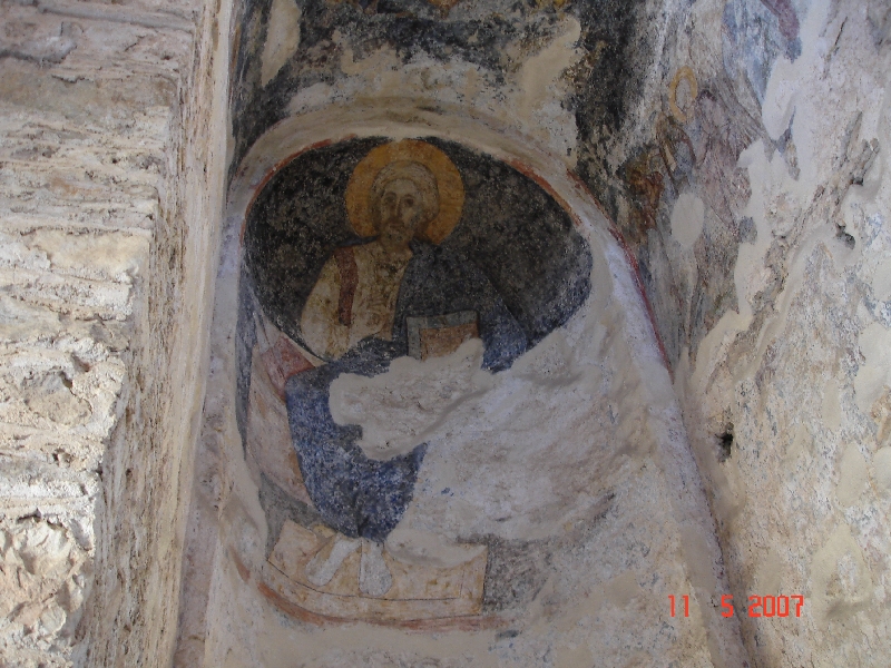 Fresque sise dans l’église Sainte Sophie, Mystra, Grèce.