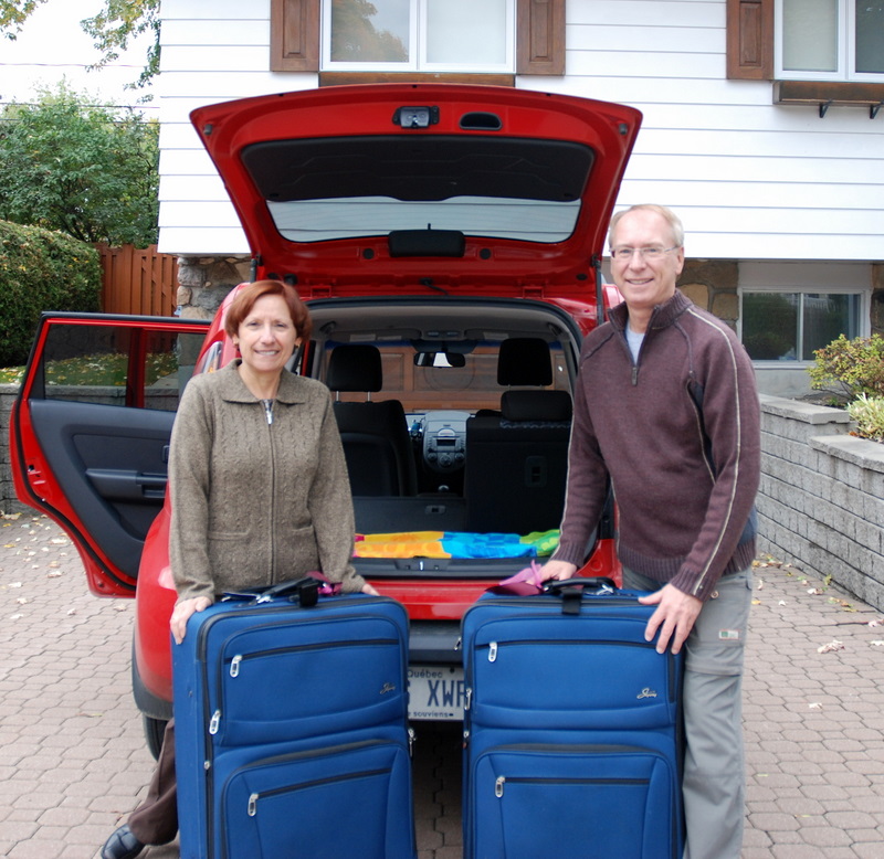 Céline et Jacques prêts à partir, Laval, Québec.