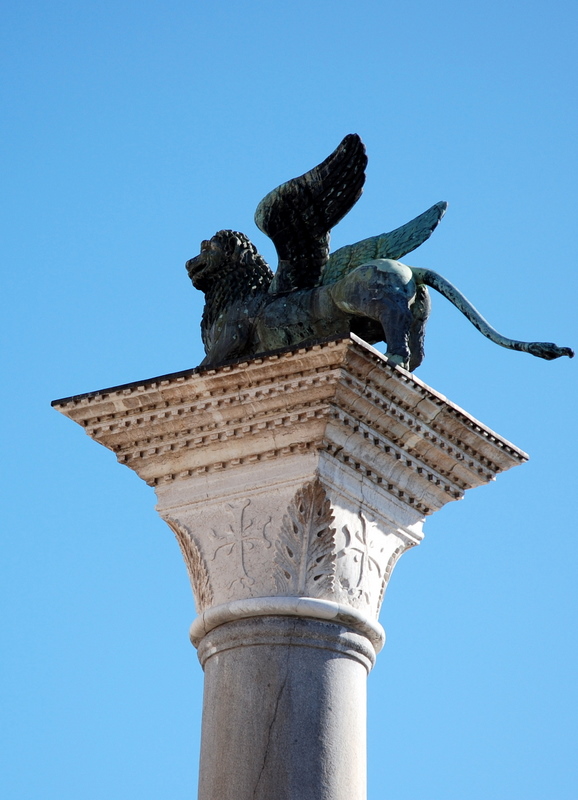 Colonne du lion de Saint-Marc, place Saint-Marc, Venise, Italie.