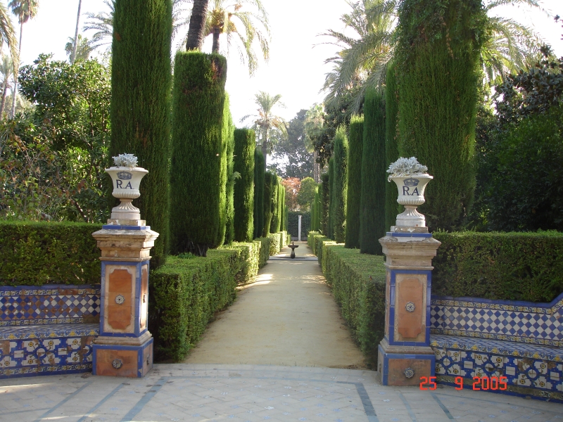Entrée des jardins des Alcazars royaux, Séville, Espagne.