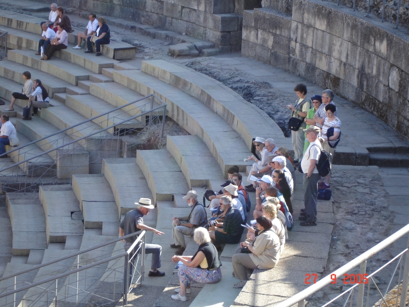 Notre groupe dans les gradins du théâtre romain de Mérida en Espagne.