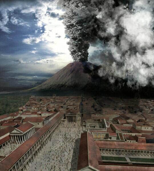 Éruption du Vésuve en 79, Pompéi, Italie.