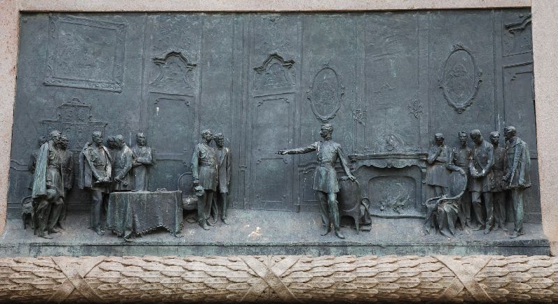 Bas-relief de la statue équestre de Carlo Alberto, Rome, Italie.