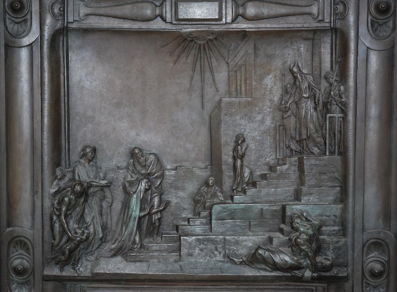 Haut-relief du portail de la basilique Sainte-Marie-Majeure, Rome, Italie.