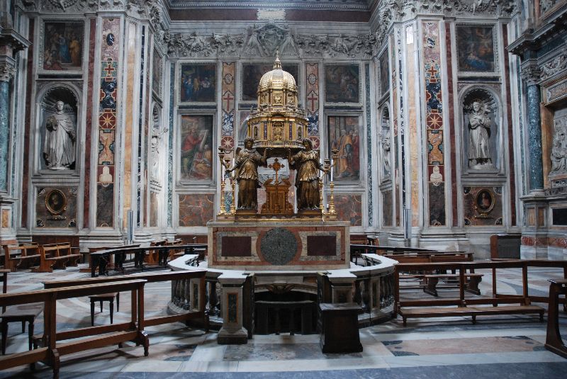 La crypte de la basilique Sainte-Marie-Majeure, Rome, Italie.