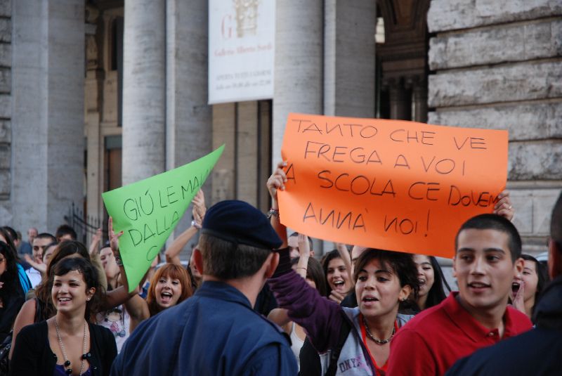 Manifestation étudiante d’octobre 2008 à Rome, Italie.