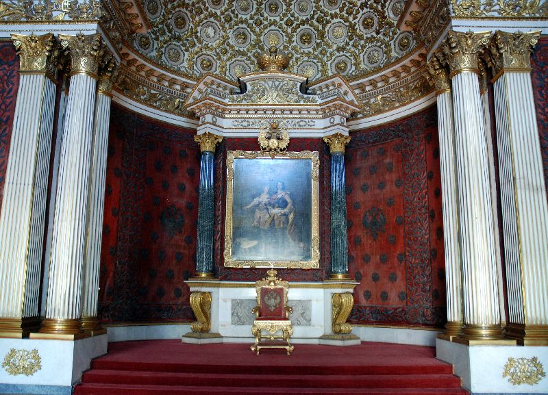 Petite salle du trône, palais d’Hiver, Saint-Pétersbourg, Russie.