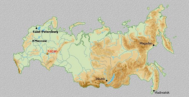 Carte géographique, Kazan, Russie.