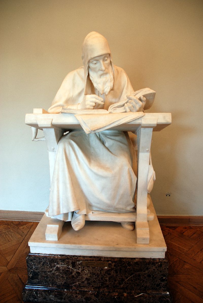 Sculpture de Nestor le Chroniqueur réalisée en 1890 par Mark Antokolsky, Musée russe, Saint-Pétersbourg, Russie.