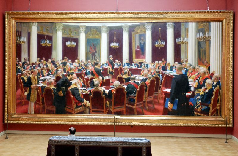 Réunion inaugurale du Conseil d'État le 7 mai 1901, d’Ilya Repine, Musée russe, Saint-Pétersbourg, Russie.
