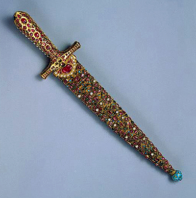 Dague provenant d’Inde, salle des trésors, Ermitage, Saint-Pétersbourg, Russie.