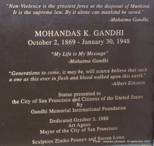 Monument Gandhi, San Francisco, Californie, États-Unis